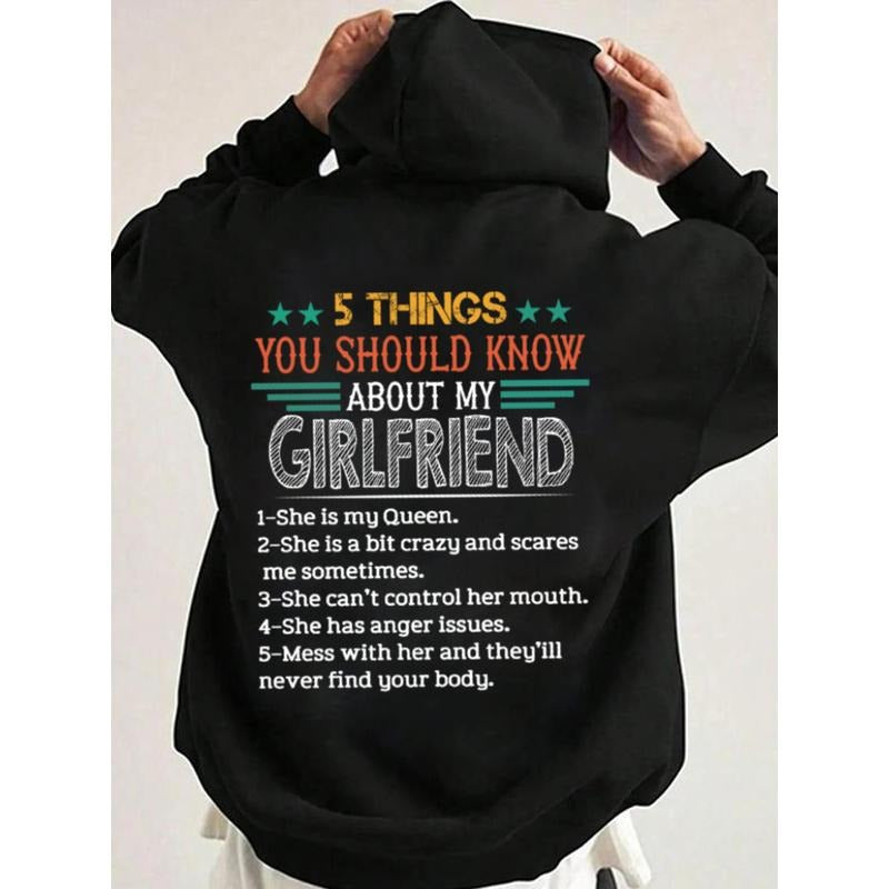 5 Things You Should Know About My Girlfriend Hoodie Casual Street Style Fleece Fabric Pullover Hooded Sweatshirt for...