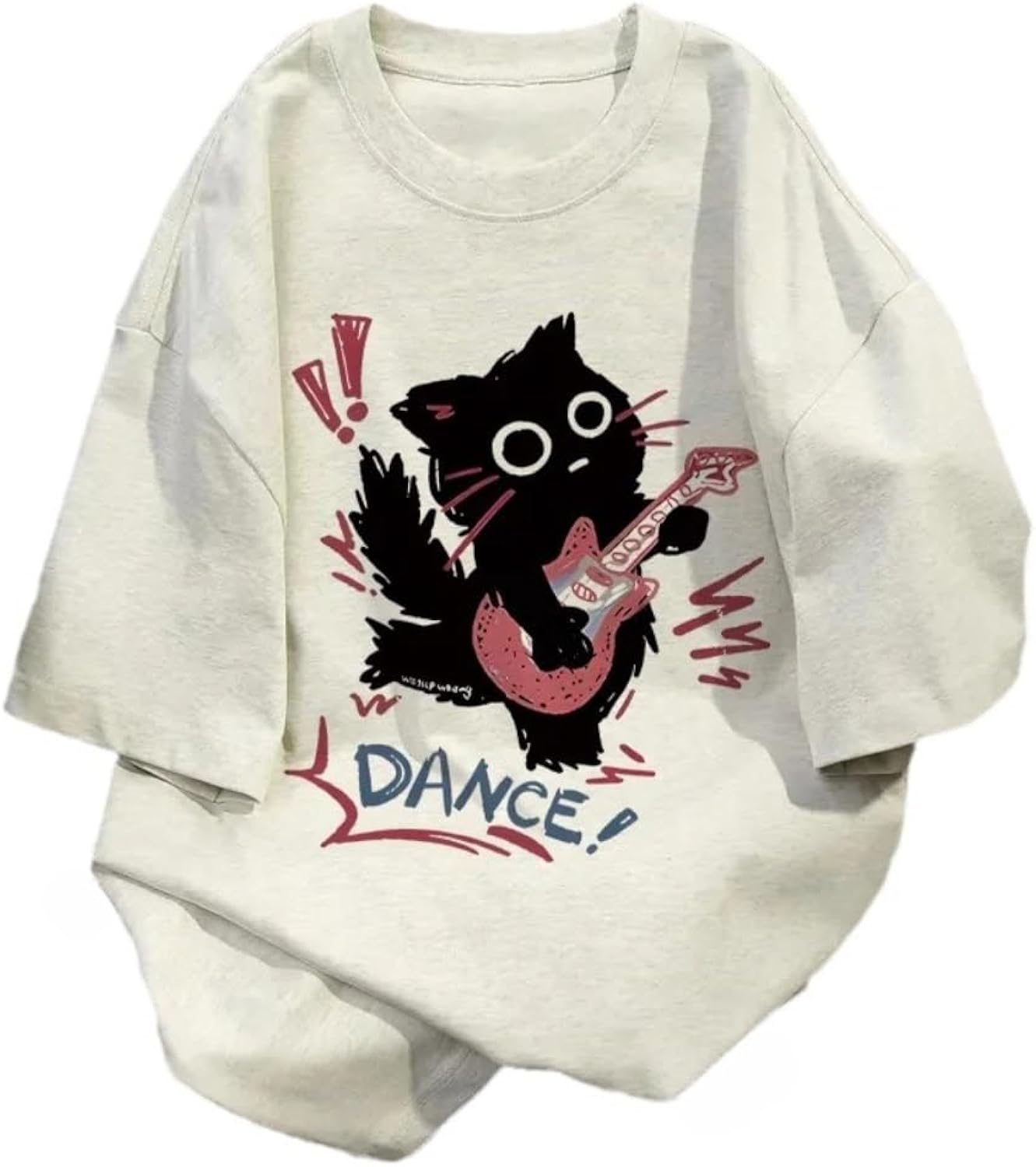 Women Vintage T-Shirt Y2K Cat Graphic Harajuku Tee Tops Summer Emo Grunge Oversized Streetwear Preppy Gothtic Clothes