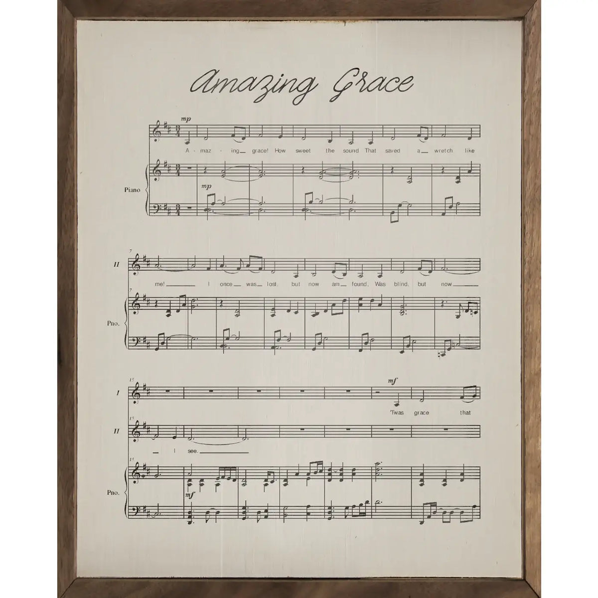 Amazing Grace Old Sheet Music White