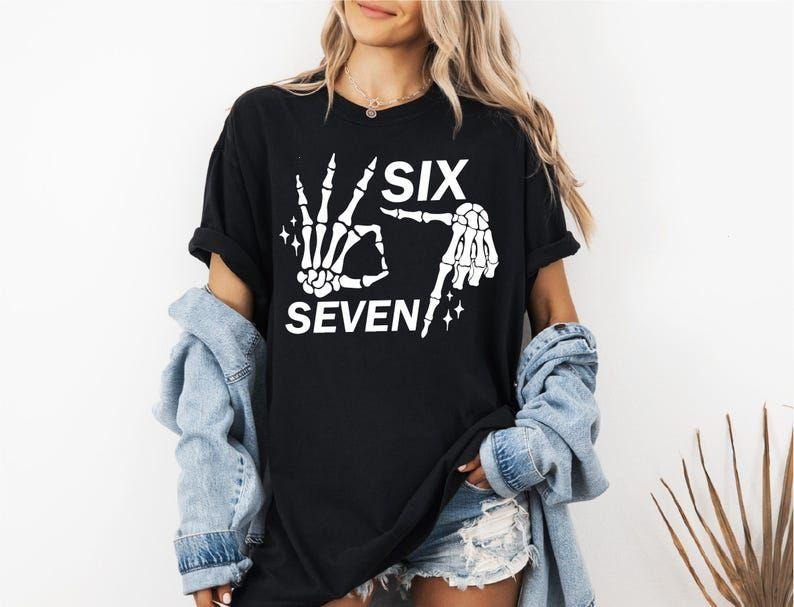 6 7 Meme Shirt, Funny Skeleton Hands t-shirt, Halloween Couples Sweatshirt, Trendy Shirt, Six Seven T-shirt, 67 Couples...