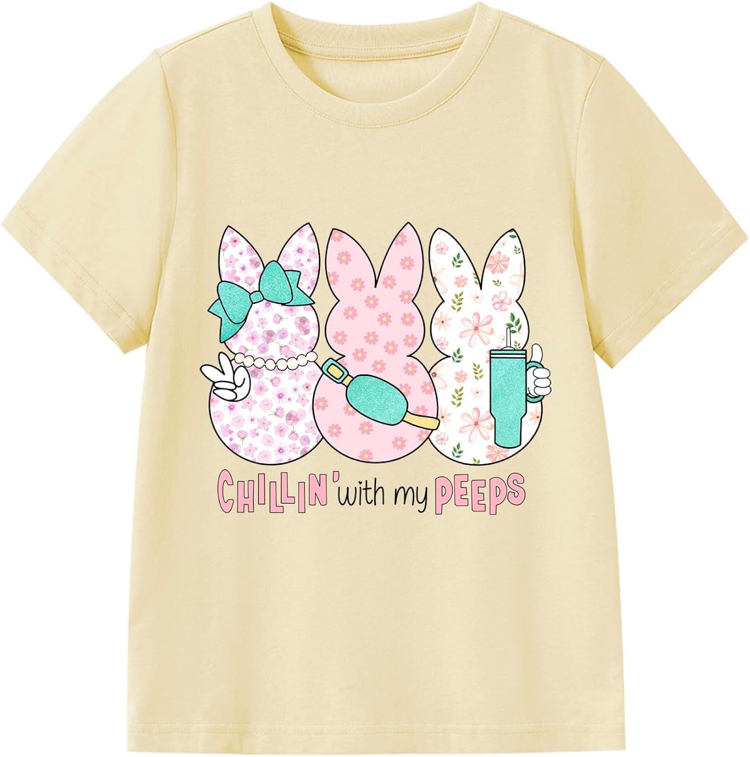 Kids Easter Shirt Chick Short Sleeve Tee Tops for Toddler Girls Boys Easter Outfit Clothes 2-7 Years