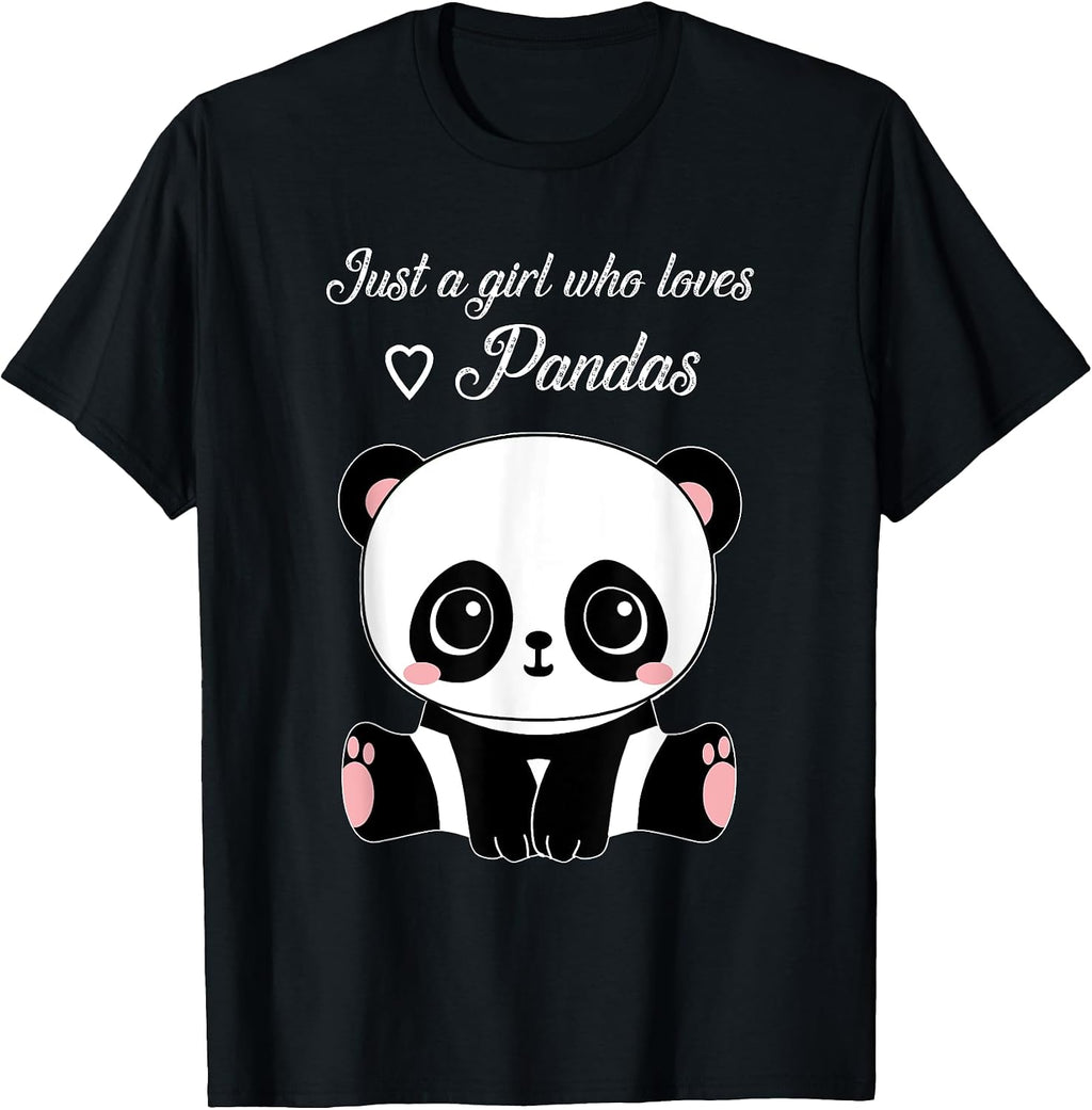 Just A Girl Who Loves Pandas BW T-Shirts