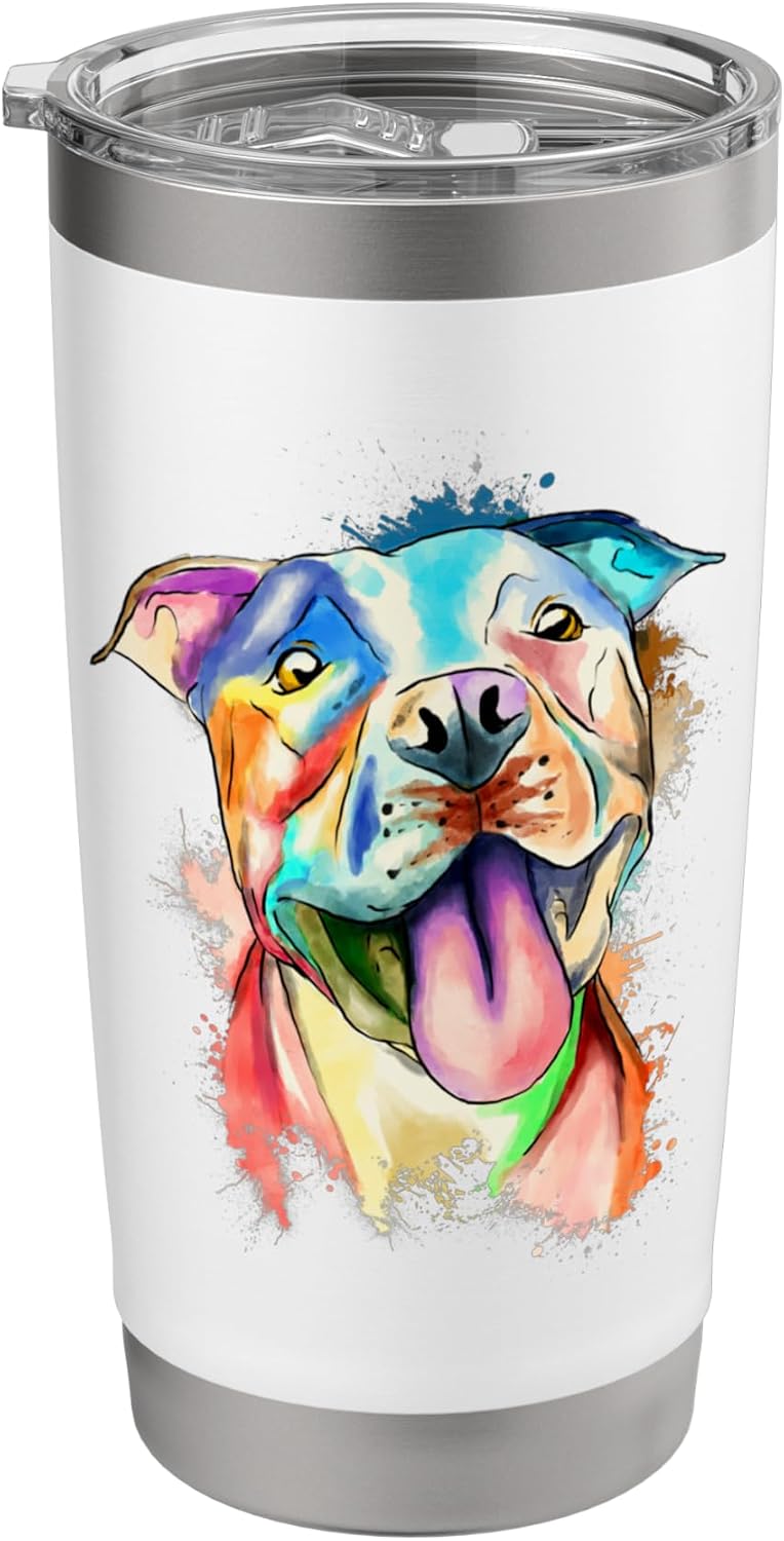 Pitbull Splash Artwork - Dog Lover Canine Animal Breeder Stainless Steel Insulated Tumbler