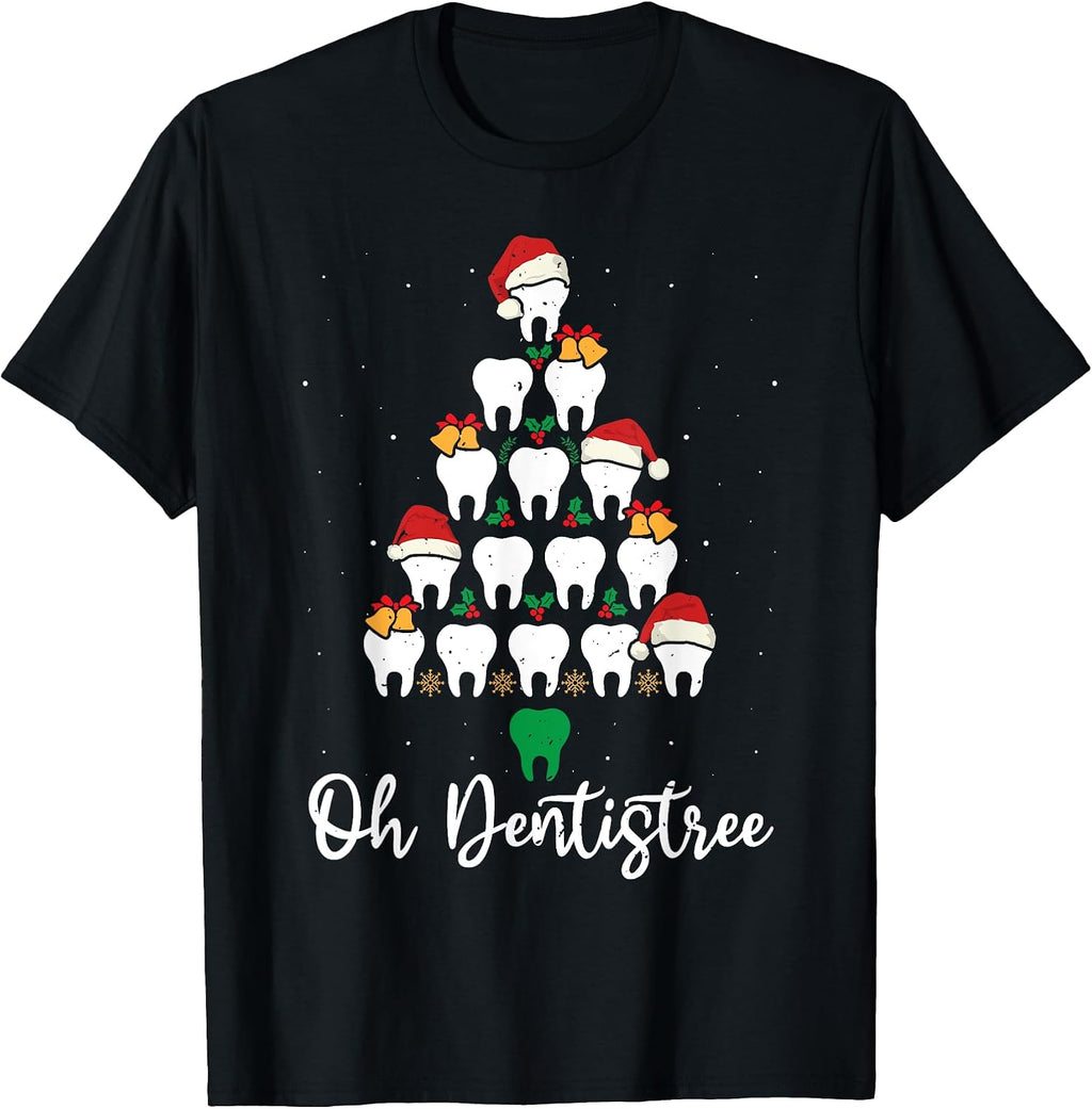 Funny Christmas Dentist Tree Dental Oh Dentistree Tooth Tree T-Shirt