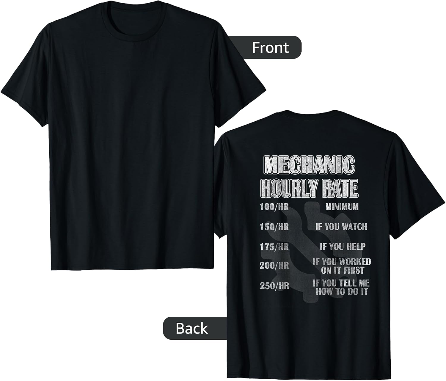 Mechanic Hourly Rate T-Shirt Shop