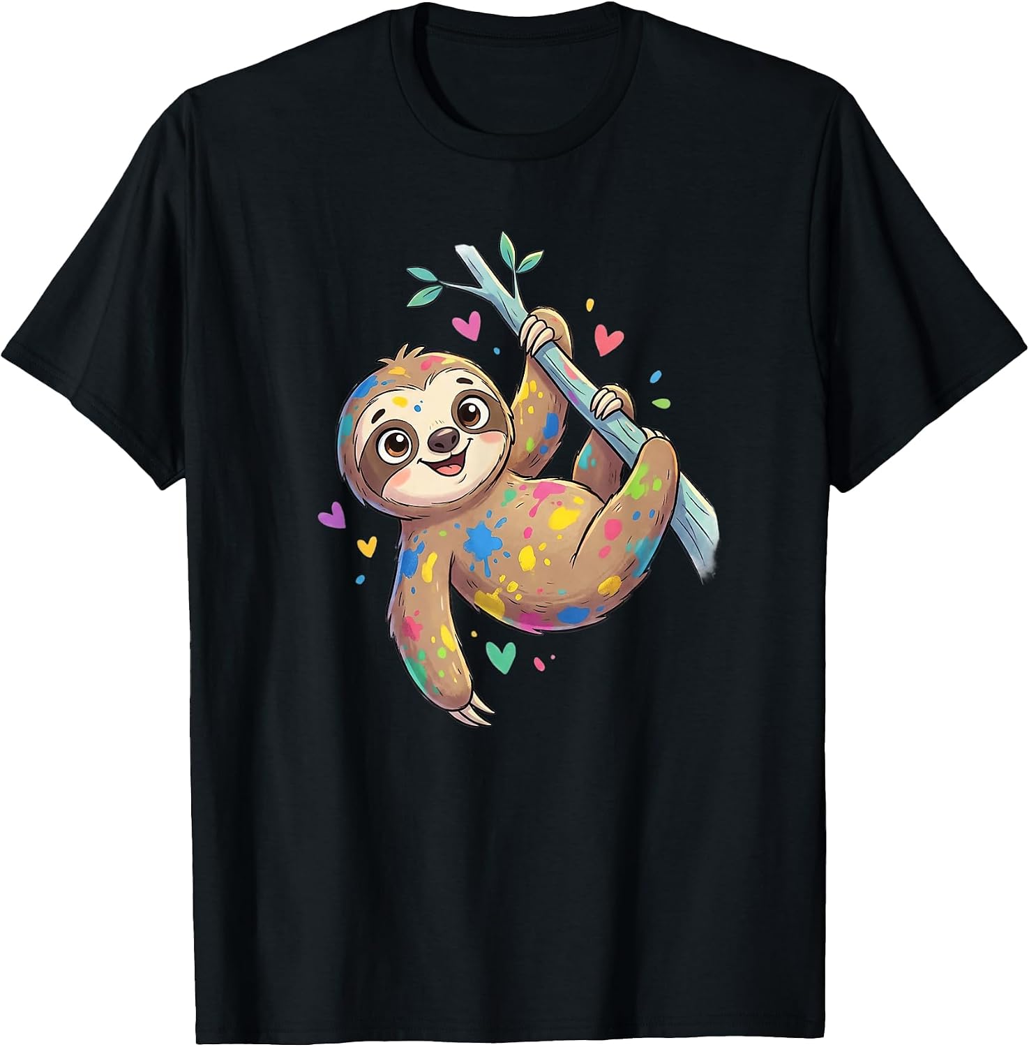 Colorful Sloth Lover Kids Rainbow Art