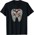 Floral Tooth Illustration Dentist Office Wall Art Nature Blo T-Shirt