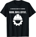Construction Work Build Repeat Blue Collar Design T-Shirt
