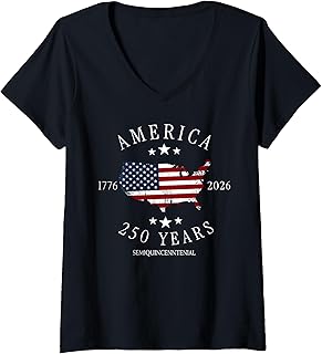 Women's USA America 1776-2026 Happy 4th of July 250 Years Freedom V-Neck T-Shirt