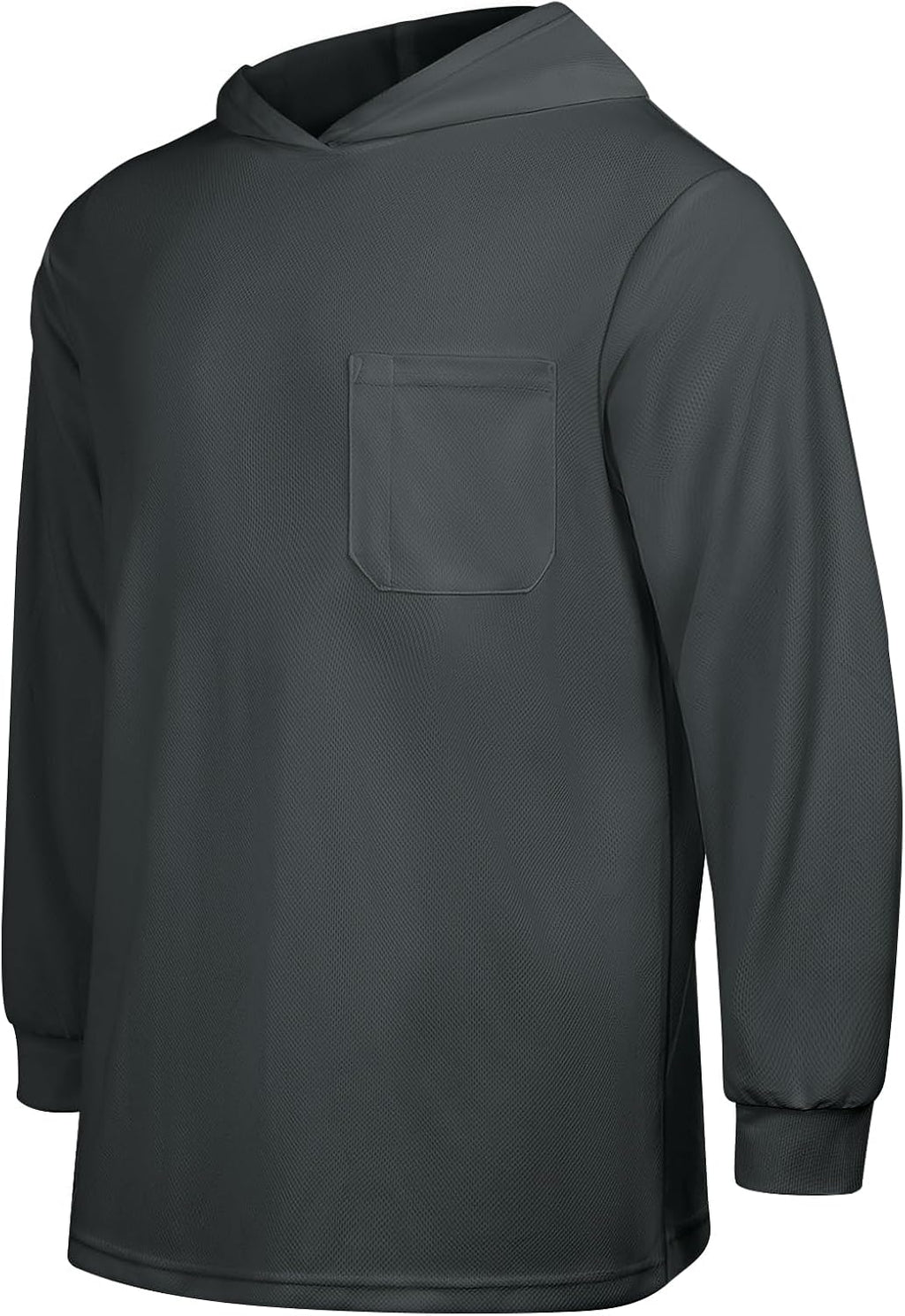Hi Vis Shirts for Men, High Visibility Shirts with Hood, Safety Shirts with Long Sleeves, Construction Work Shirts for Men, Lightweight, Breathable, UCH-Dark Grey XL