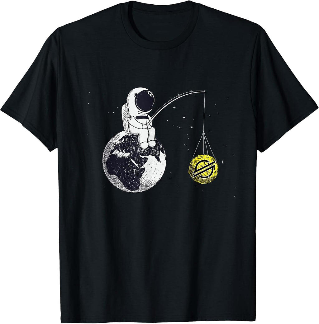 Astronaut Fishing The Stellar XLM Logo Crypto Moon
