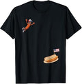 Funny Hot Dog Patriotic Hot Dog Jumping Into Bun 4th of July T-Shirt