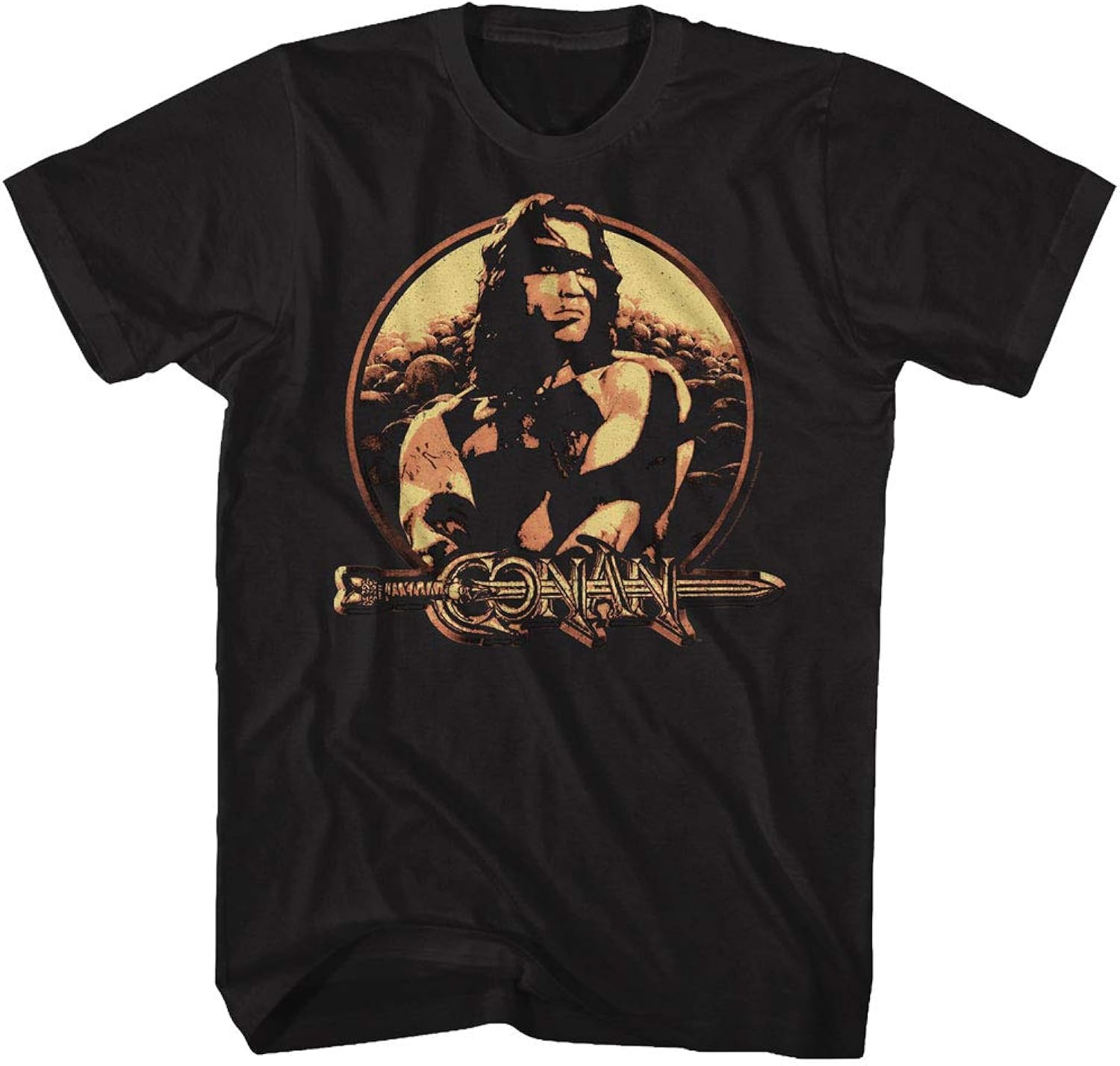 Conan The Barbarian Sword & Sorcery Hero Profile Black Adult T-Shirt Tee