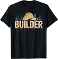 Builder Construction Graphic with Hard Hat and Blueprint T-Shirt