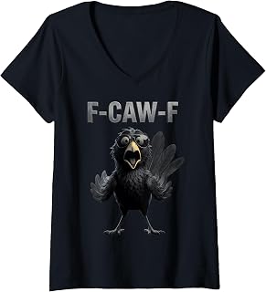Women's F Caw F Raven Lover Fcawf Fawk Funny Black Crow V-Neck T-Shirt