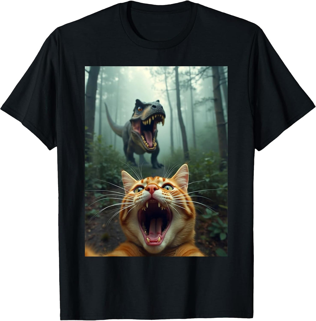 Cat Selfie T Rex Dino