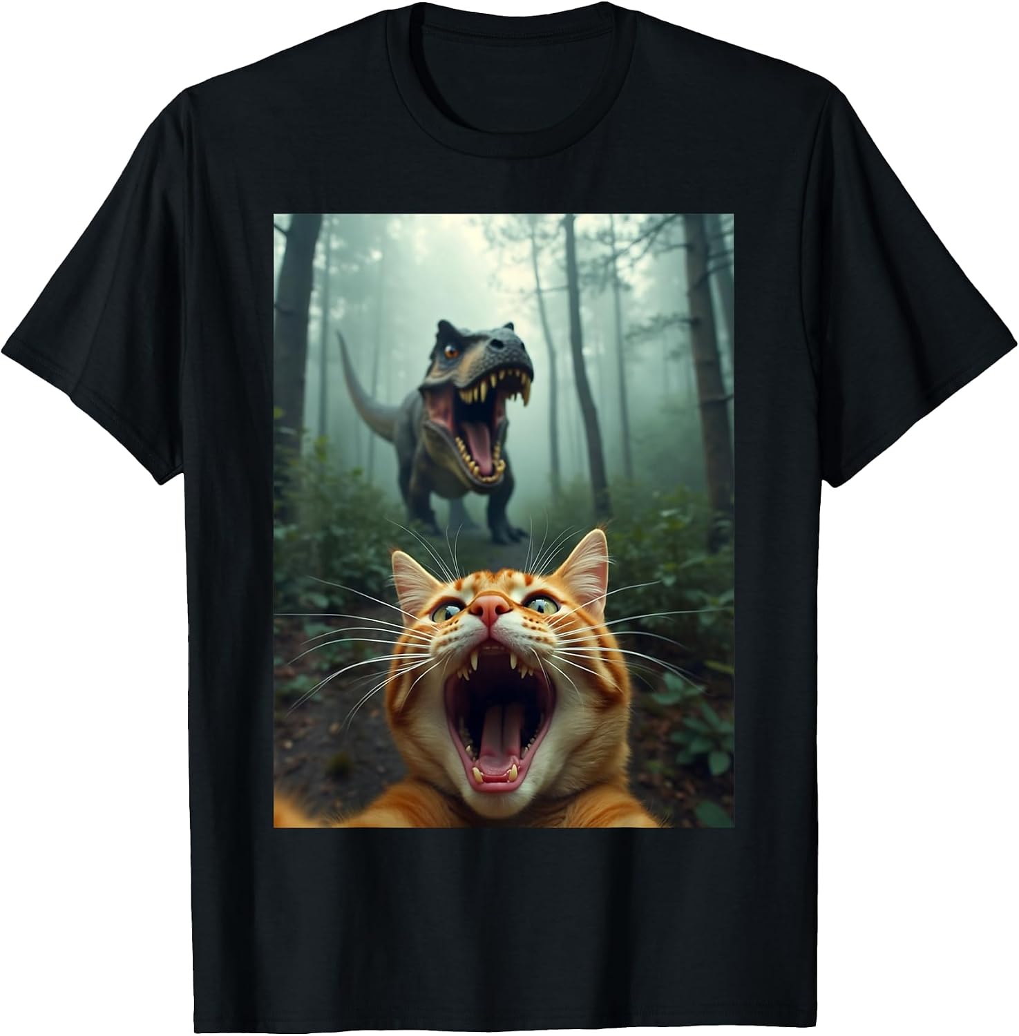 Cat Selfie T Rex Dino