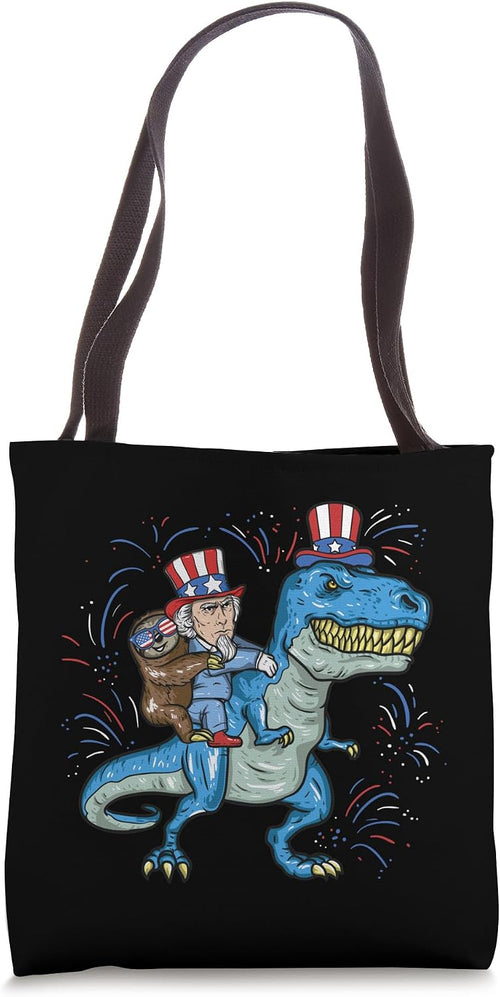 4th Of July Dinosaur T Rex Sloth Trump Flag