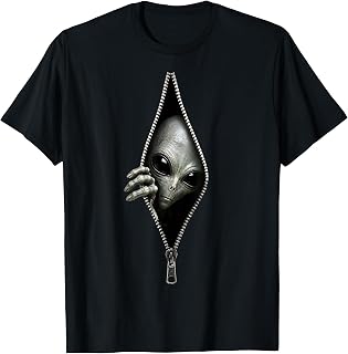 Alien UFO Optical Illusion Realistic Zipper Extraterrestrial T-Shirt