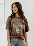 Ou Oklahoma Sooners Draft Charcoal Thrifted Tee