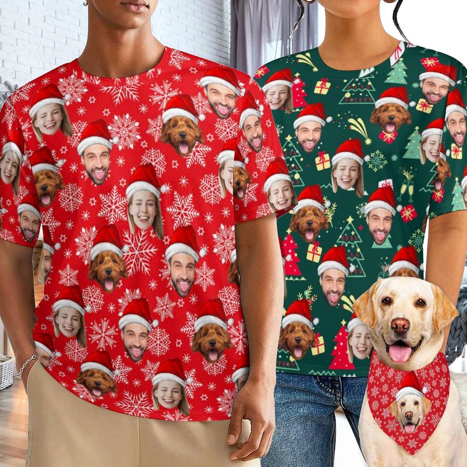 Custom Face Ugly Christmas T-Shirt, Personalized Photo Shirt, Christmas Gifts