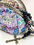 Floral Rosary Purse Purple Rosary bag Flower rosary bag Case with Flowers. Perfect for 1st Communion Reconciliation and PSR Gift.