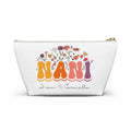 Custom Nani Accessory Pouch w T-bottom Travel Bag - Makeup Bag - Personalized Floral Retro Zippered Tote Bag With Kids Names Gift