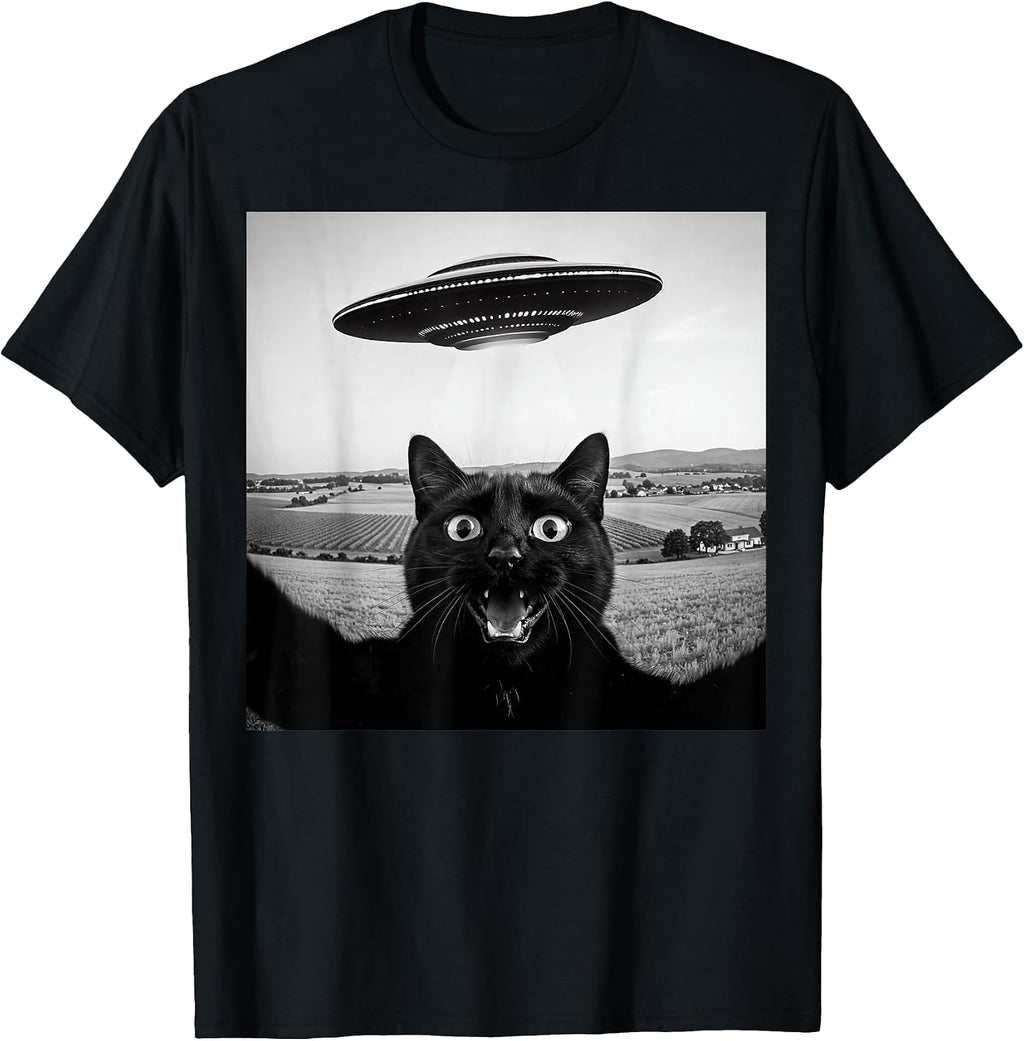 Black Cat Selfie Apparel Gifts Graphic Tee