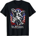 St. Michael Defend America Archangel Patriot USA Flag T-Shirt