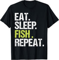Eat Sleep Fish Repeat Shirt Fishing Fisherman Gift