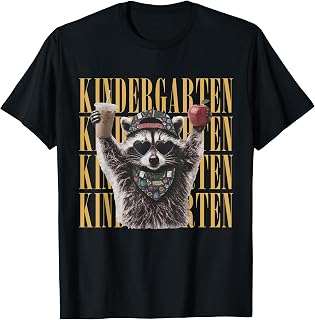 Funny Kindergarten Feral Raccoon Teacher Cute Back to School T-Shirt