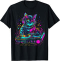 DJ Cat Techno EDM Rave Graphic Tee Men Womens Kids