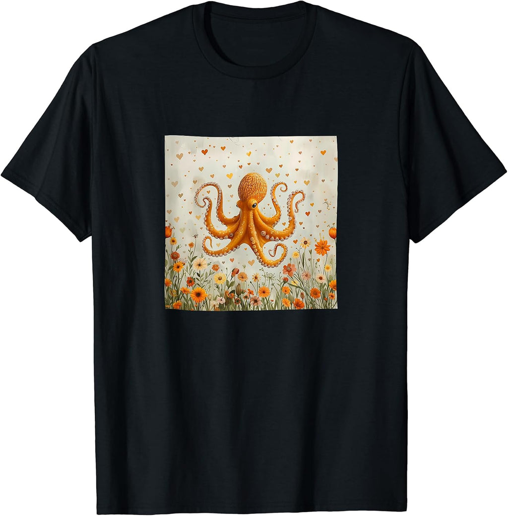 Octopus Flowers With Hearts Around Boho Merch