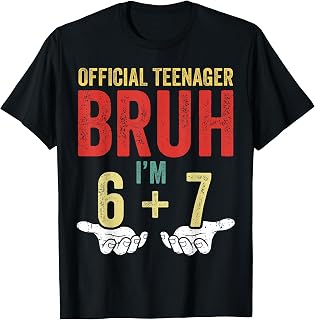 13th Birthday Boys Official Teenager 13 Year Old 6 7 T-Shirt