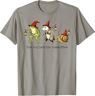 The Hullabaloo Committee Frog Opossum Snail Wizard Title T-Shirt