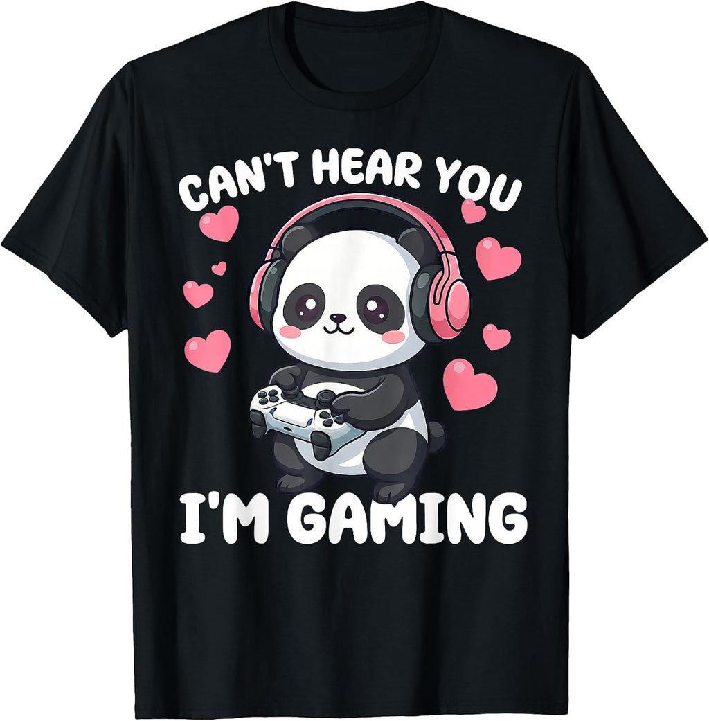Cute Panda Gamers Video Games Graphic Tee