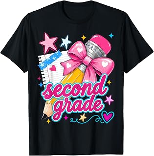 Second Grade Coquette Bow Pencil First Day of School Girls T-Shirt