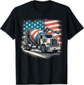 Cement Mixer Truck Construction America Flag T-Shirt