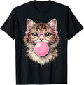 Funny Cat with Glasses Blowing Bubble Gum