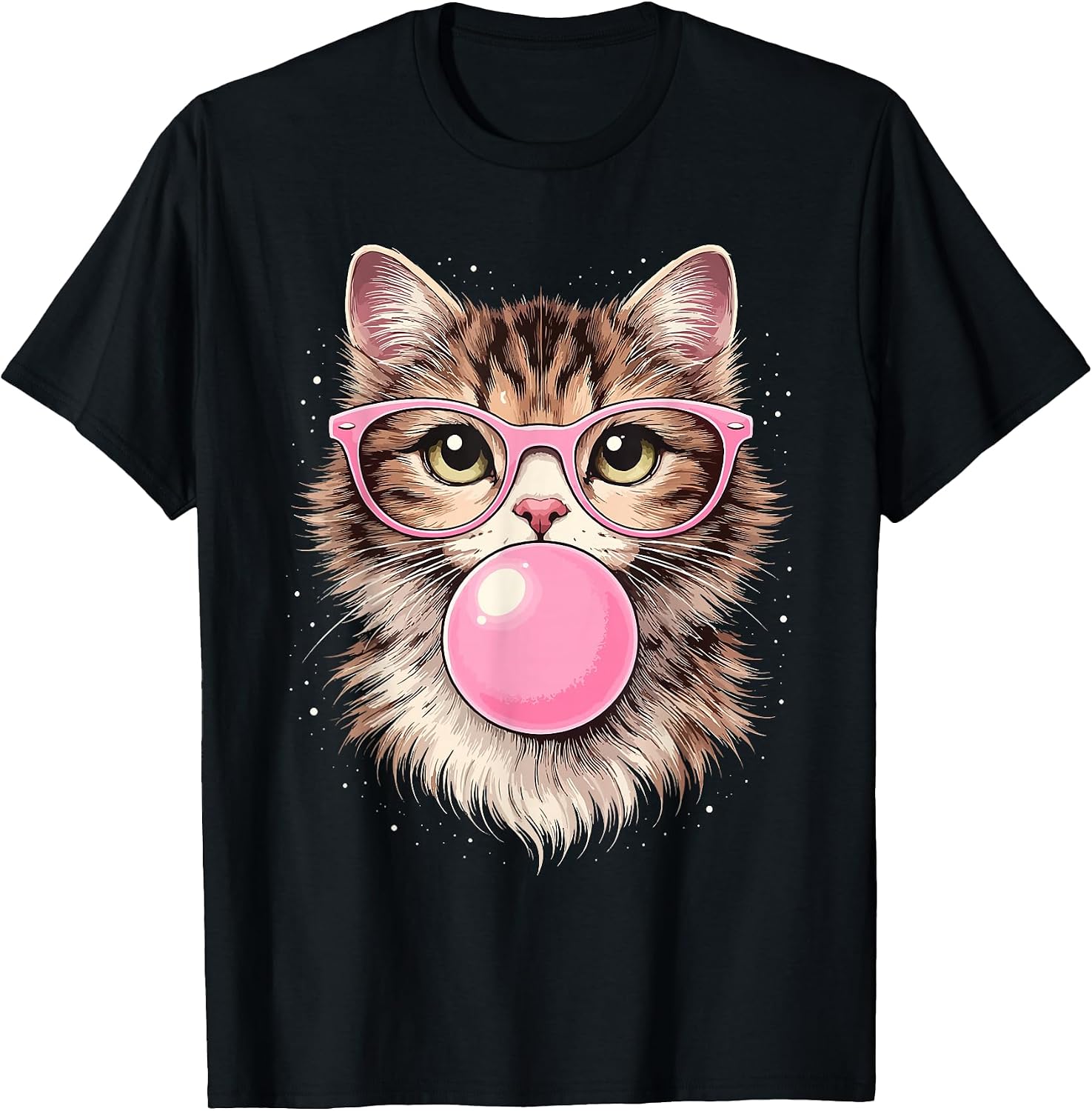 Funny Cat with Glasses Blowing Bubble Gum
