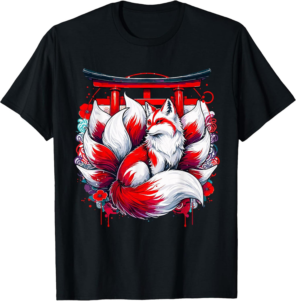 Nine Tailed Foxes Kitsune and Torii Gate