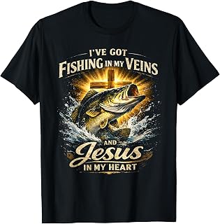 Fishing in My Veins Jesus in My Heart T-Shirt T-Shirt
