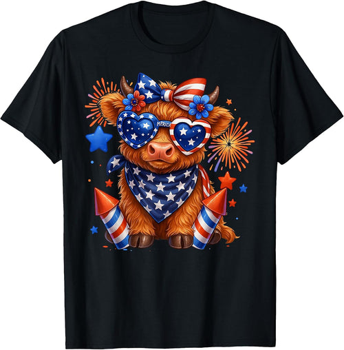 4th Of July USA Flag Patriotic Cow Farmer