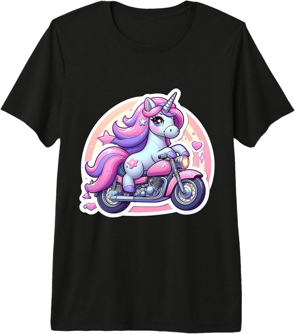 Cute Unicorn Riding Classic Motorcycle Merch