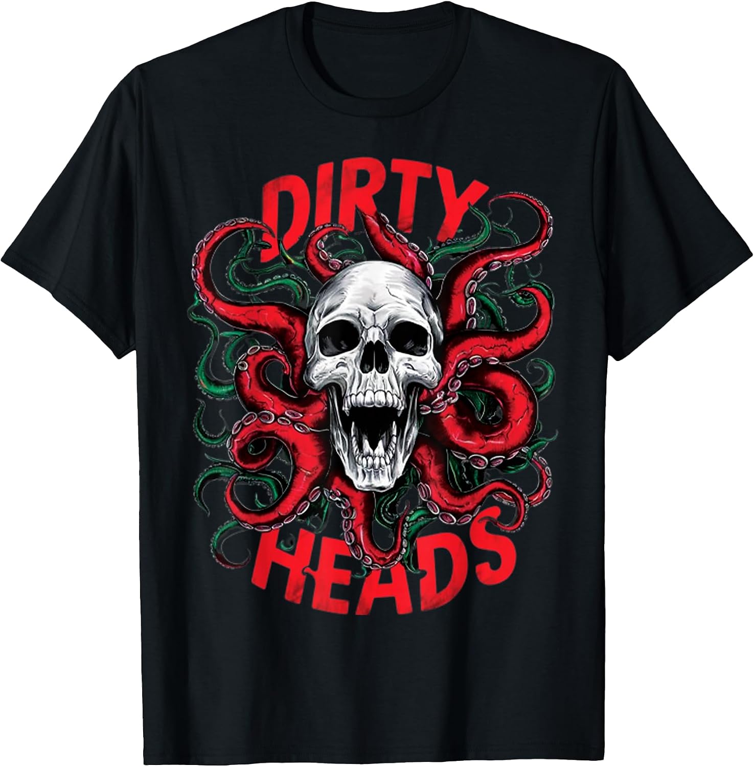 Dirty Skull Octopus Head Halloween Y2K Goth Tee