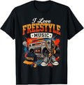 I Love Freestyle Music Funny Retro Musician T-Shirt