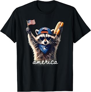 Feral Free American Racoon Funny 4th of July Graphic T-Shirt