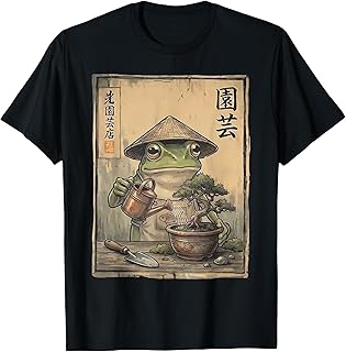 Funny Frog Bonsai Gardening Japanese Style Plant Lover T-Shirt