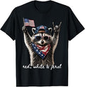 Red White & Feral Funny Patriotic Raccoon Rock 4th of July T-Shirt