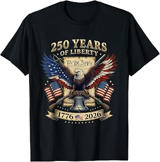 Veterans Patriotic Eagle 250 Years Liberty USA Flag Tee T-Shirt